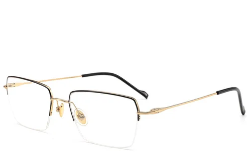 Lunettes semi-cerclées en titane noir #BS2012-1684