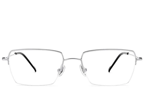 Lunettes semi-cerclées en titane argenté #BS2012-1685