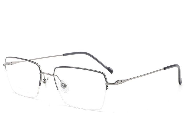 Semi-rimless Grey Titanium Glasses #BS2012-1686