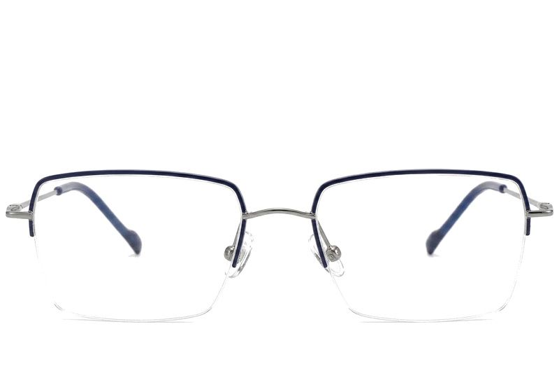 Semi-rimless Blue Titanium Glasses #BS2012-1688