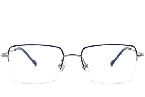 Lunettes semi-cerclées en titane bleu #BS2012-1688