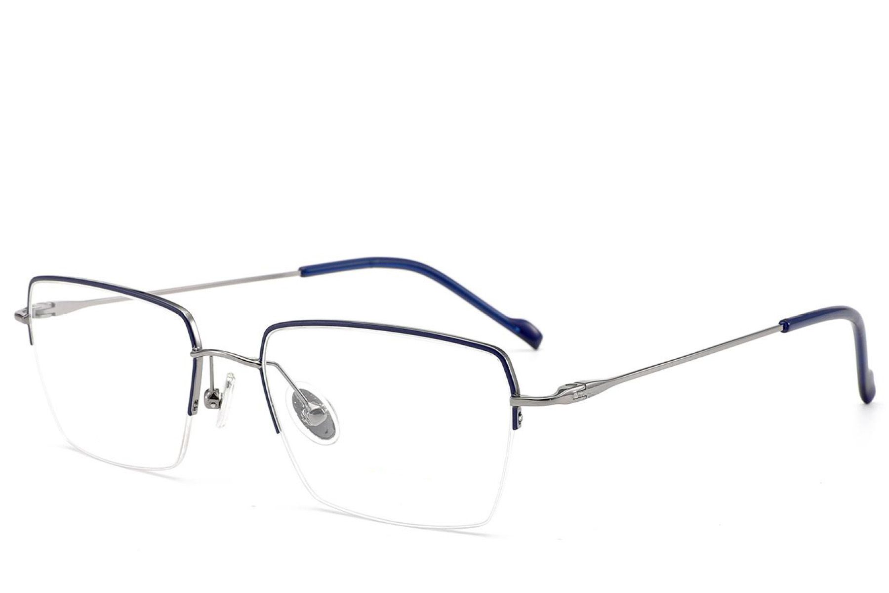 Semi-rimless Blue Titanium Glasses #BS2012-1688