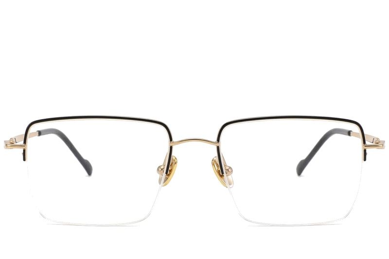 Lunettes semi-cerclées en titane noir #BS2012-1689