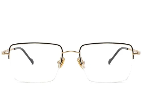 Lunettes semi-cerclées en titane noir #BS2012-1689