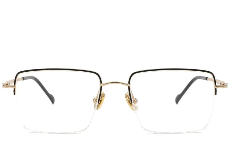Lunettes semi-cerclées en titane noir #BS2012-1689