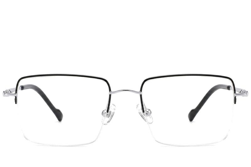 Halbrandlose Brille aus silbernem Titan #BS2012-1690