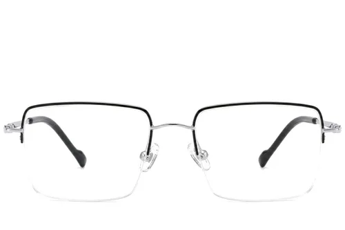 Lunettes semi-cerclées en titane argenté #BS2012-1690