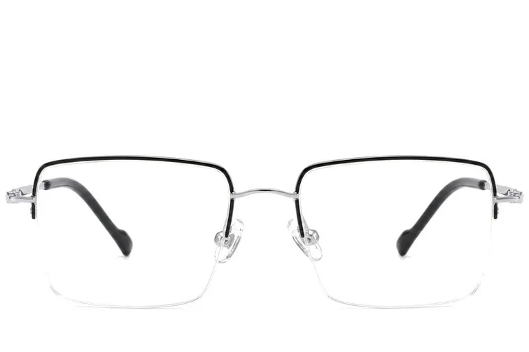 Halbrandlose Brille aus silbernem Titan #BS2012-1690