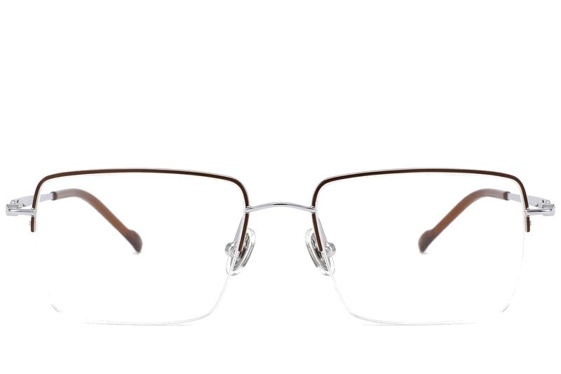 Lunettes semi-cerclées en titane brun #BS2012-1691