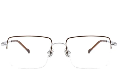 Lunettes semi-cerclées en titane brun #BS2012-1691