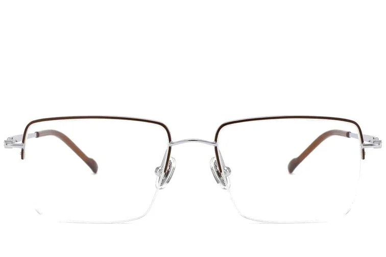 Lunettes semi-cerclées en titane brun #BS2012-1691