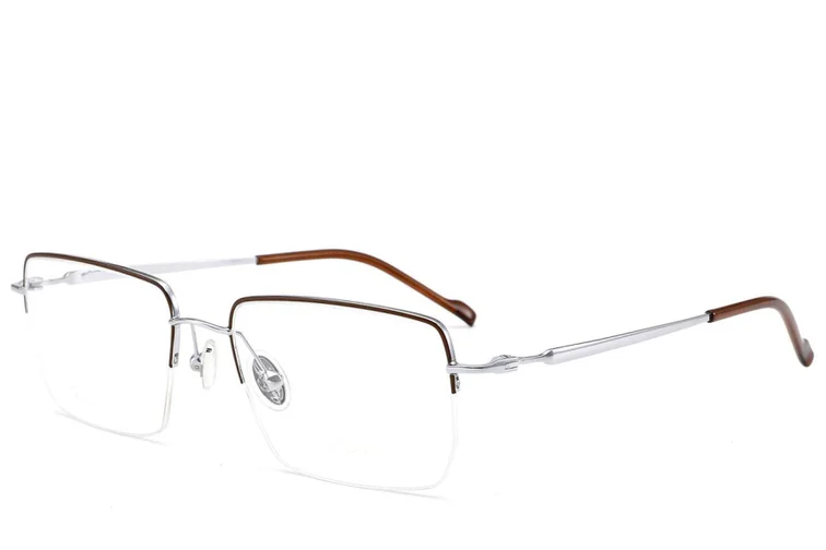 Semi-rimless Brown Titanium Glasses #BS2012-1691
