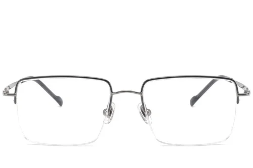 Lunettes semi-cerclées en titane gris #BS2012-1692