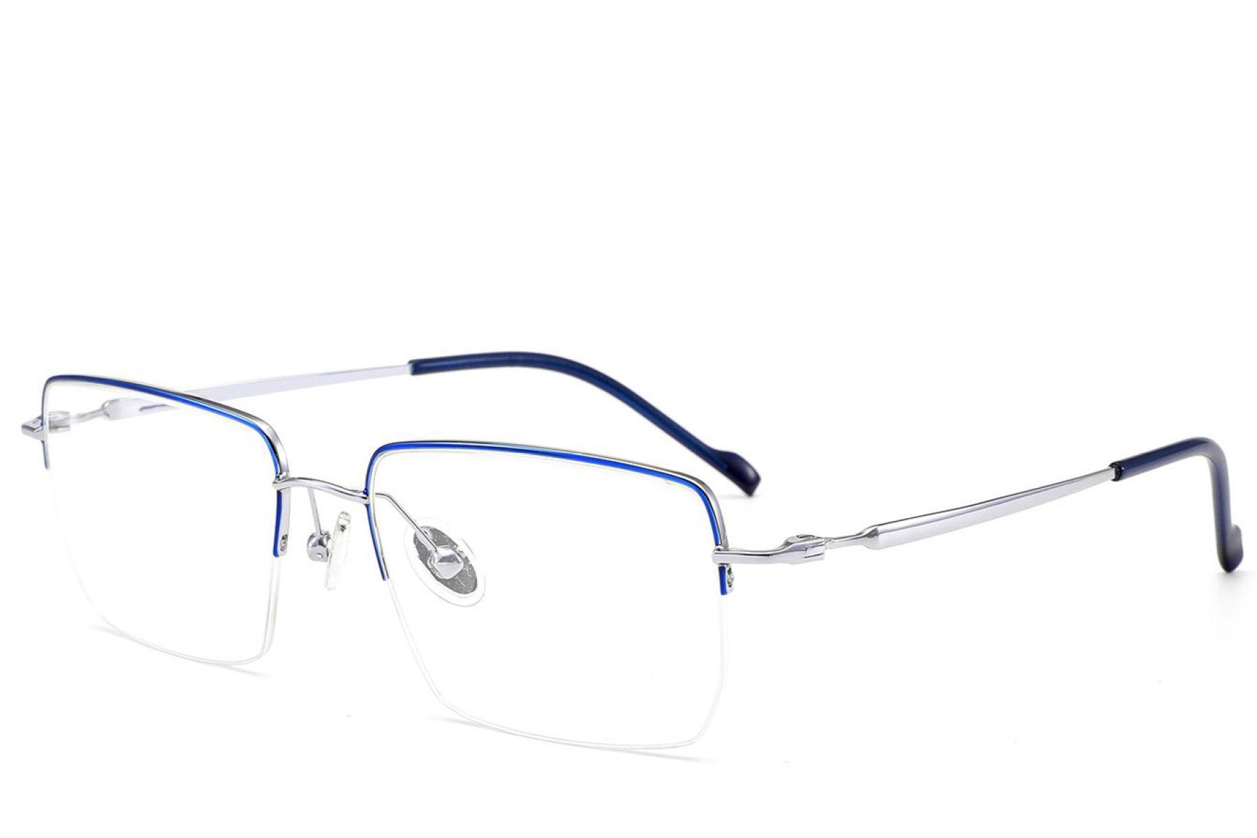 Semi-rimless Blue Titanium Glasses #BS2012-1693