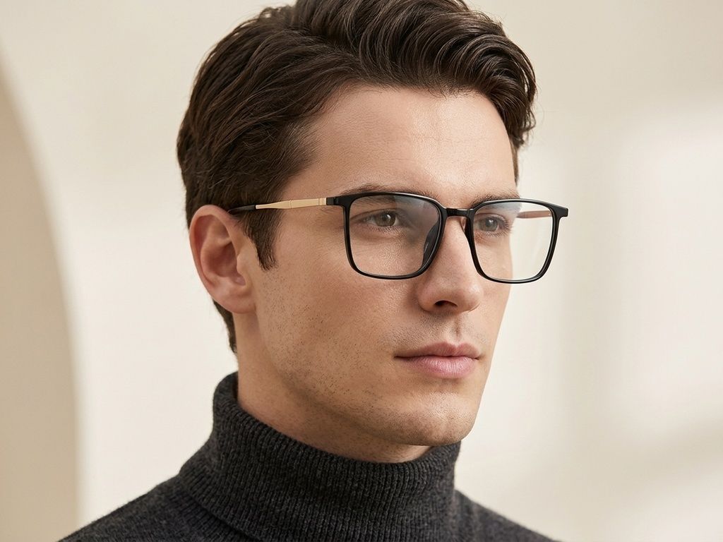 Rectangular Black Titanium Glasses #BS2012-1709