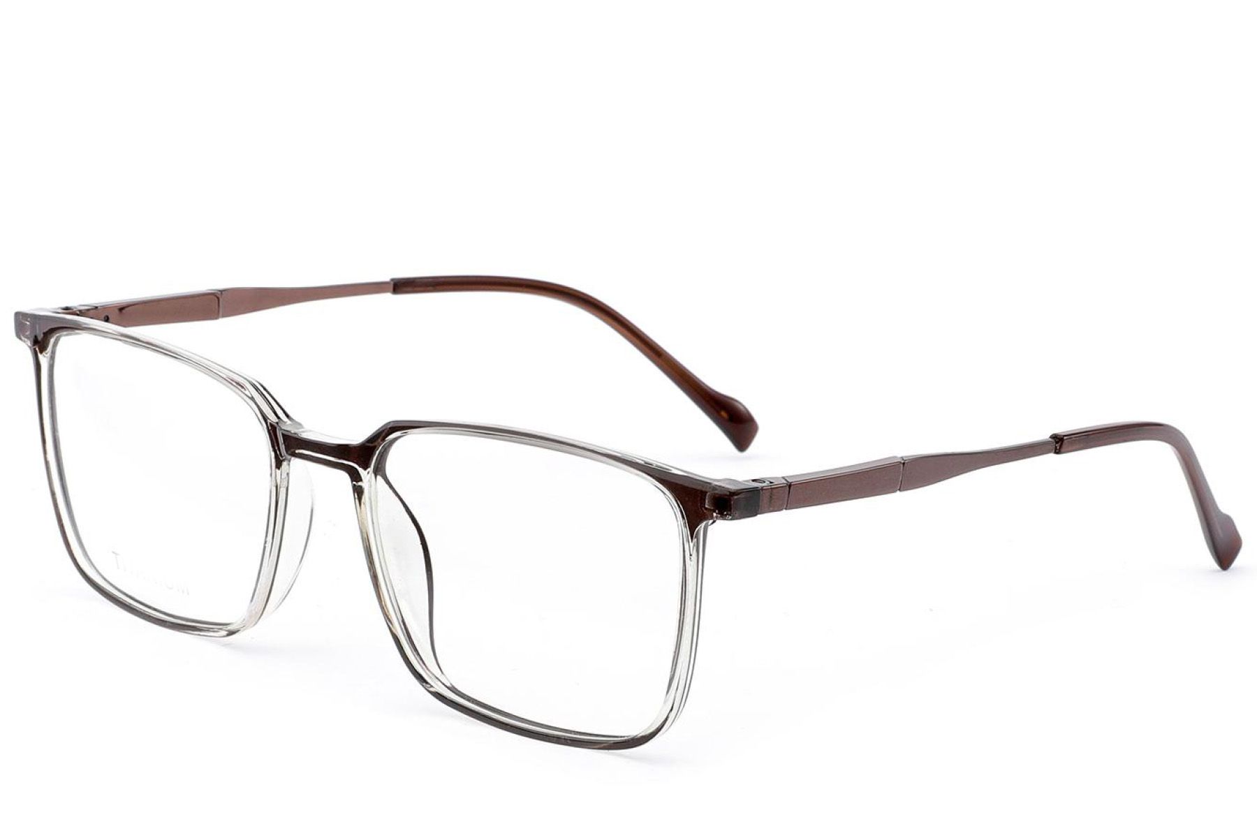 Lunettes rectangulaires en titane brun #BS2012-1710