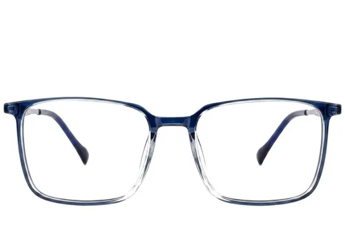 Lunettes rectangulaires en titane bleu #BS2012-1712
