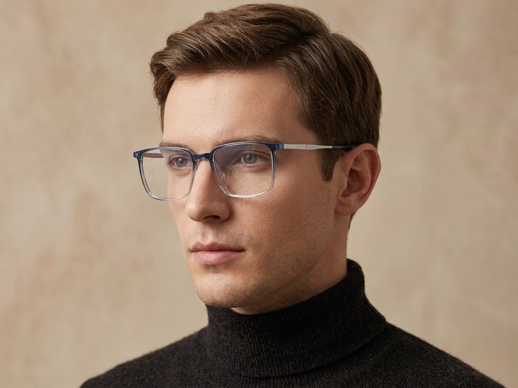 Rectangular Blue Titanium Glasses #BS2012-1712