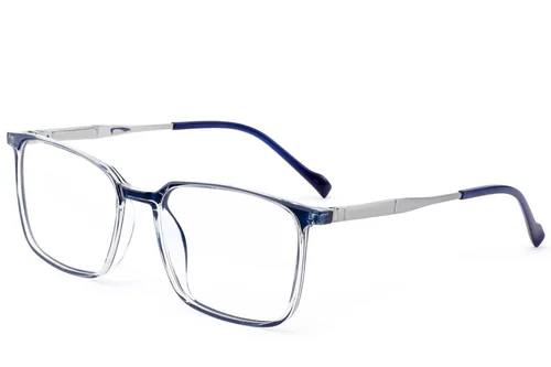 Lunettes rectangulaires en titane bleu #BS2012-1712