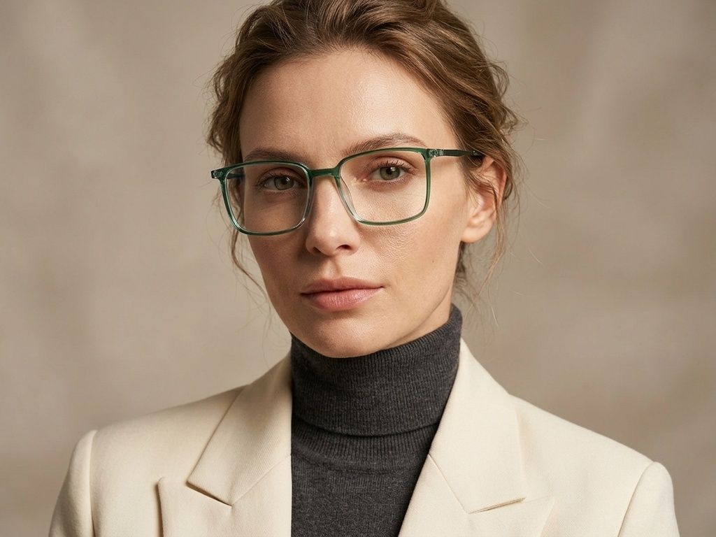 Rectangular Green Titanium Glasses #BS2012-1713