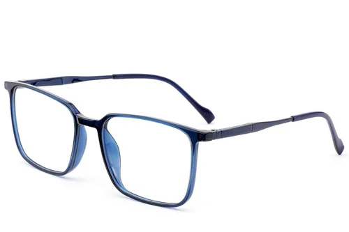 Lunettes rectangulaires en titane bleu #BS2012-1714