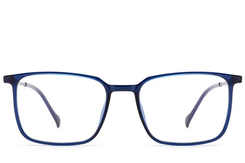 Lunettes rectangulaires en titane bleu #BS2012-1714