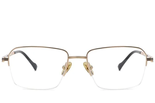 Lunettes semi-cerclées en titane doré #BS2012-1715
