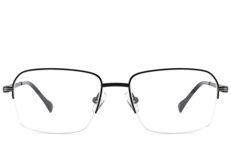 Semi-rimless Black Titanium Glasses #BS2012-1716