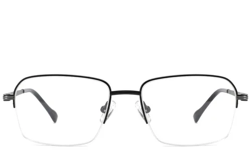 Lunettes semi-cerclées en titane noir #BS2012-1716