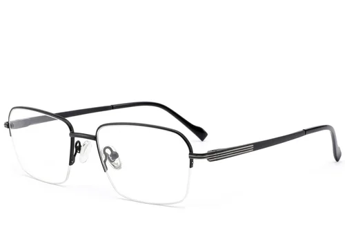 Lunettes semi-cerclées en titane noir #BS2012-1716