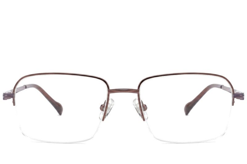 Halbrandlose braune Titanbrille #BS2012-1717