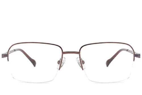 Lunettes semi-cerclées en titane brun #BS2012-1717