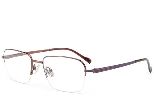 Lunettes semi-cerclées en titane brun #BS2012-1717