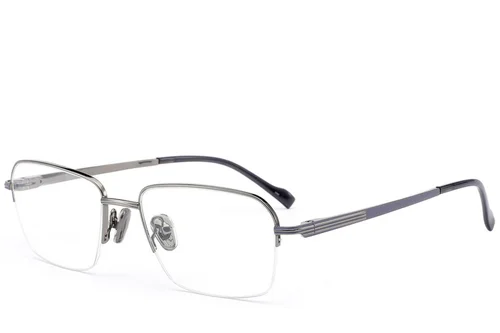 Lunettes semi-cerclées en titane gris #BS2012-1718