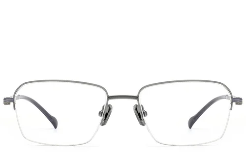 Lunettes semi-cerclées en titane gris #BS2012-1718