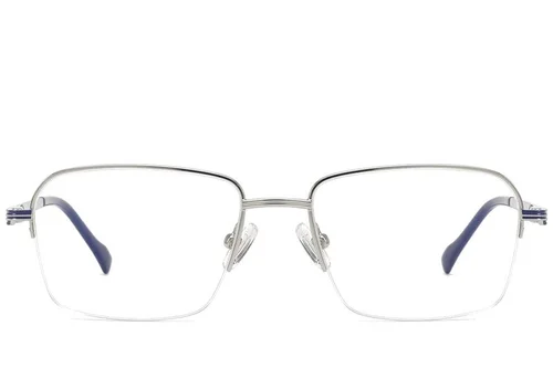 Lunettes semi-cerclées en titane argenté #BS2012-1719
