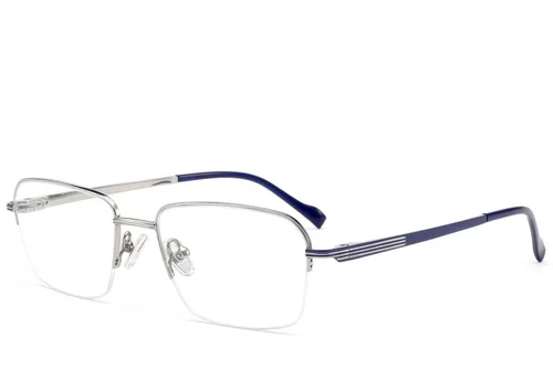 Lunettes semi-cerclées en titane argenté #BS2012-1719