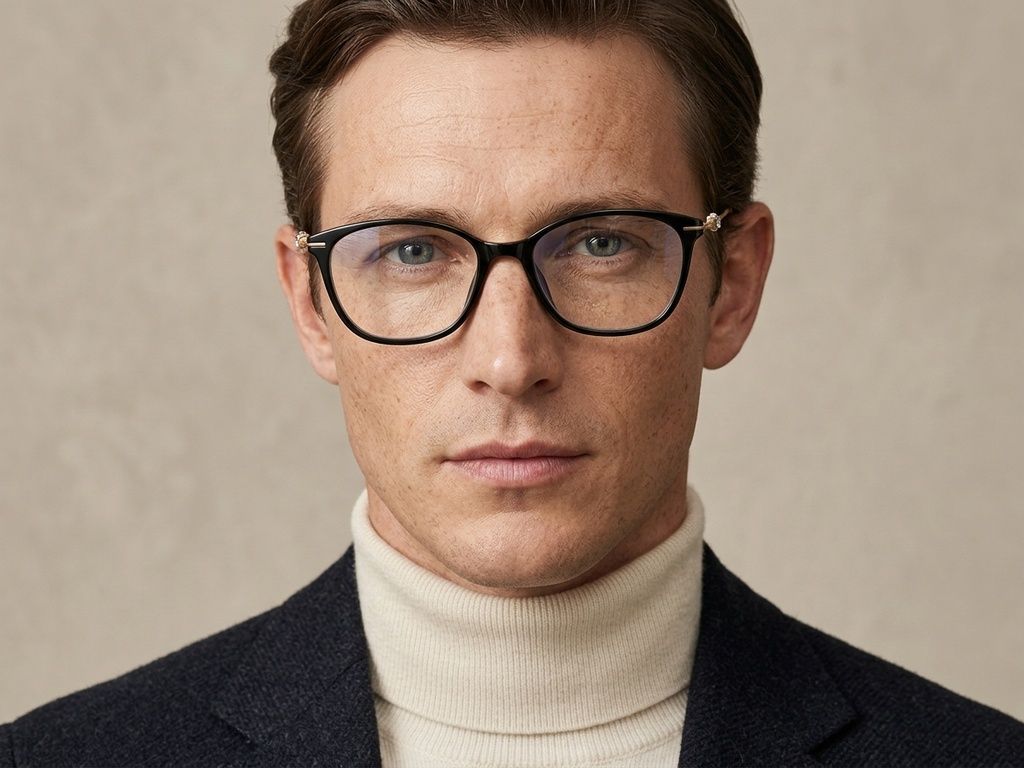 Oval Black Titanium Glasses #BS2012-1738