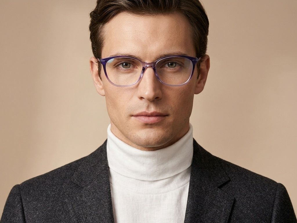 Oval Purple Titanium Glasses #BS2012-1742