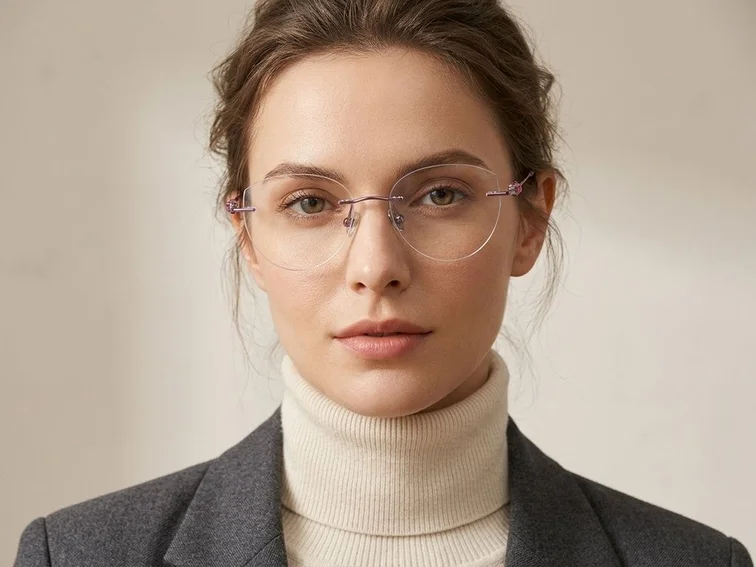 Invisible Purple Titanium Glasses #BS2012-1746