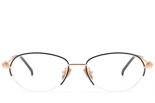 Lunettes semi-cerclées en titane noir #BS2012-1754