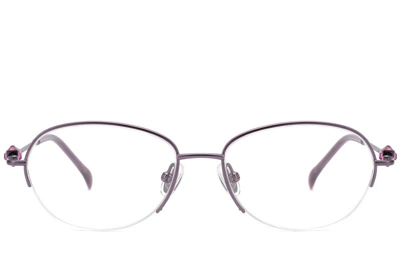 Semi-rimless Purple Titanium Glasses #BS2012-1756