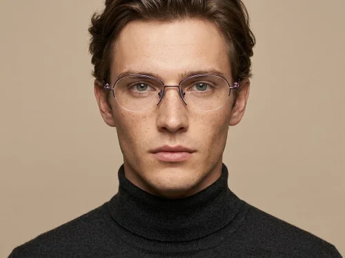 Lunettes semi-cerclées en titane violet #BS2012-1756