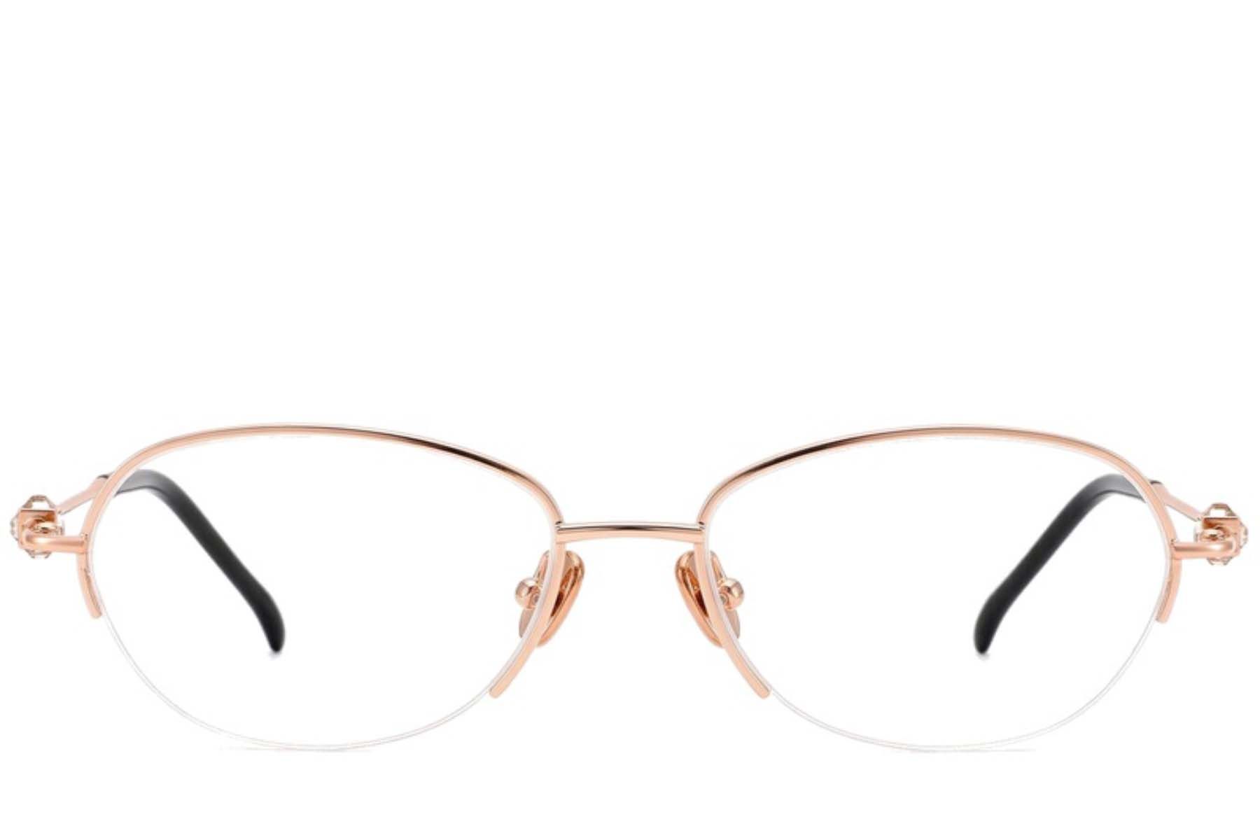 Semi-rimless Pink Titanium Glasses #BS2012-1757