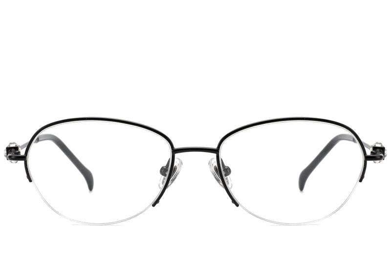 Gafas semi al aire de titanio negro #BS2012-1758