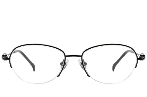Lunettes semi-cerclées en titane noir #BS2012-1758