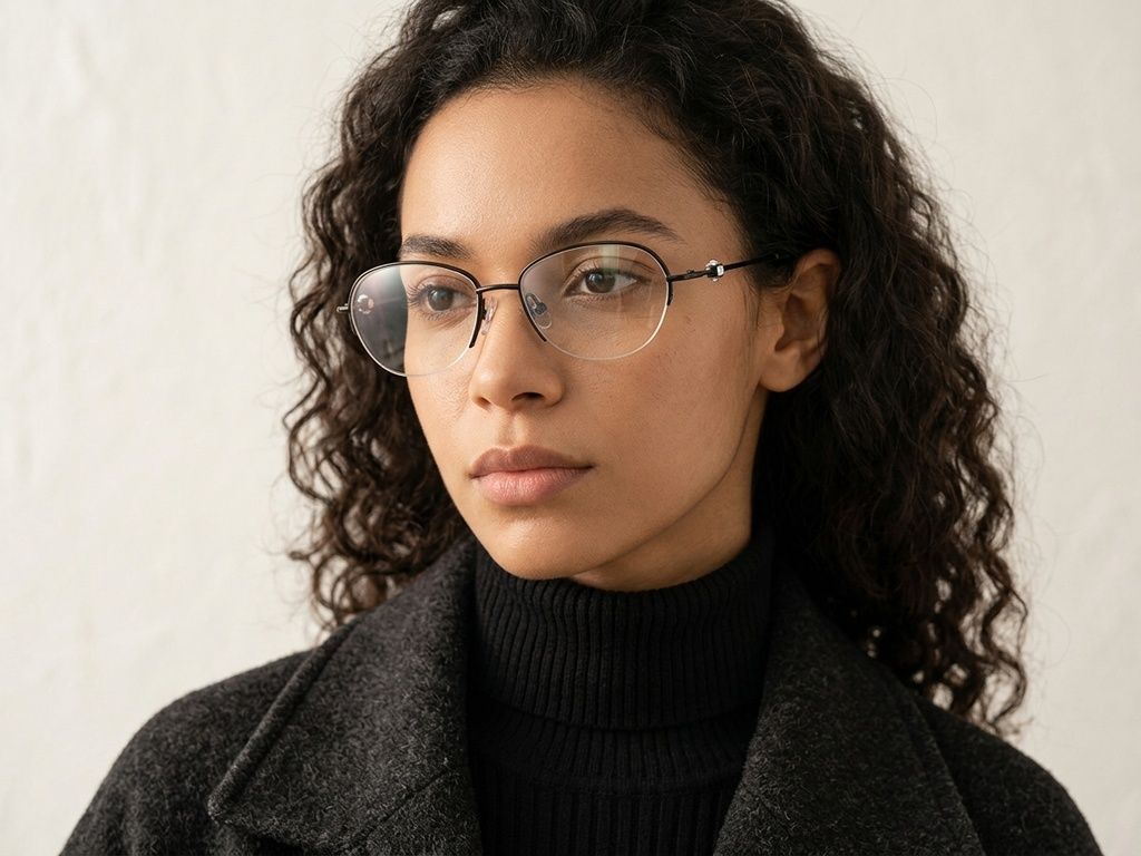 Gafas semi al aire de titanio negro #BS2012-1758