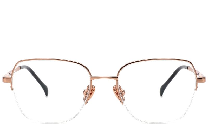Semi-rimless Pink Titanium Glasses #BS2012-1769