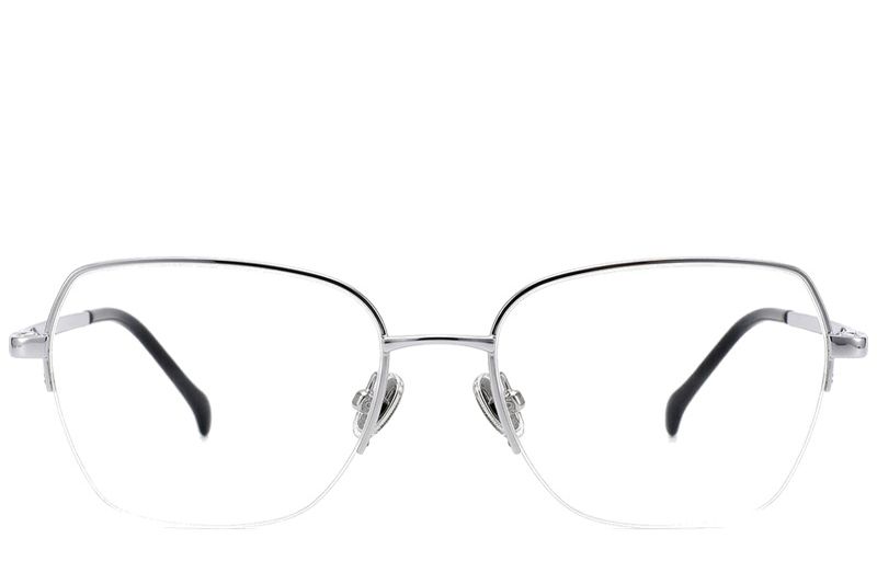 Halbrandlose Brille aus silbernem Titan #BS2012-1770