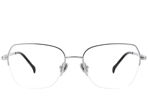 Lunettes semi-cerclées en titane argenté #BS2012-1770
